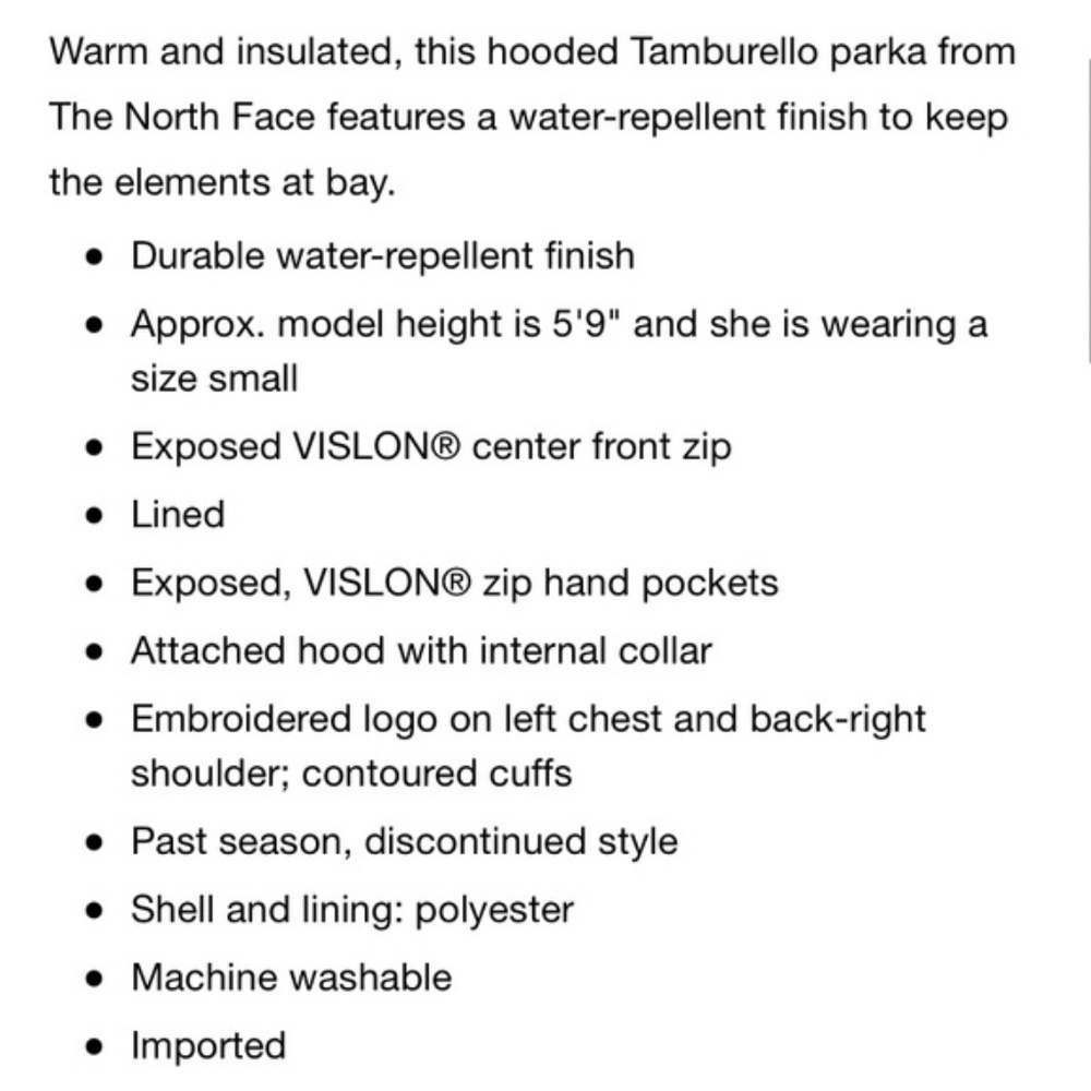 The North Face Tamburello Hooded Parka NWT size XS - Picture 3 of 7